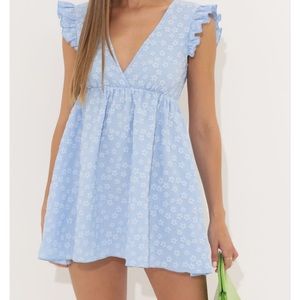 Lucy in sky blue floral dress